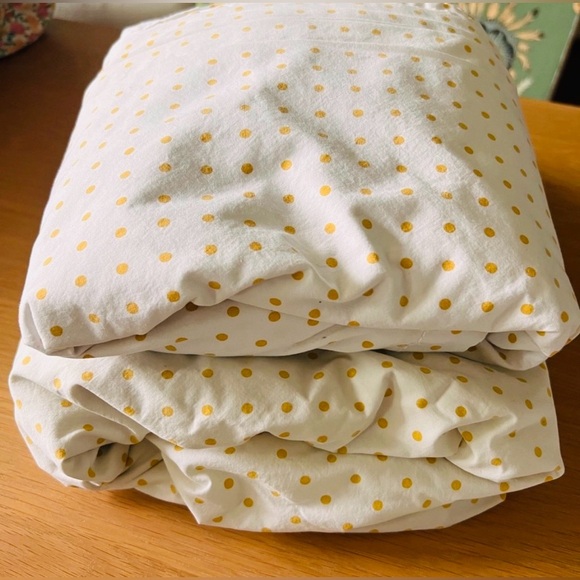 Bedding set vintage Ralph Lauren queen sheets ivory mustard yellow polka dot - Picture 5 of 5